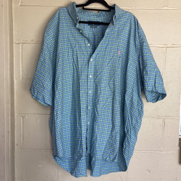 Ralph Lauren 4XB Tartan Plaid Shirt Pink Pony Short Sleeve Button Down Classic - Picture 4 of 9